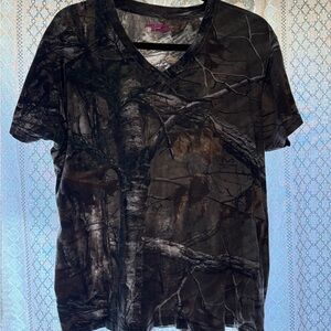 Women's Woodland Camo V-Neck Tee